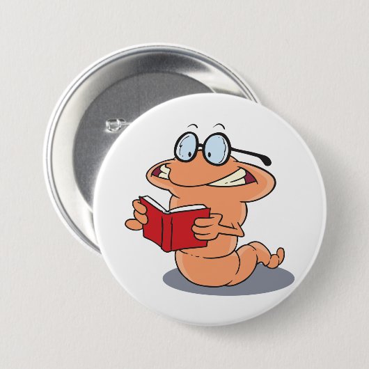 Nerdy Bookworm leest een boek Ronde Button 7,6 Cm (Voorkant /achterkant)