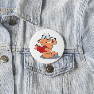 Nerdy Bookworm leest een boek Ronde Button 7,6 Cm