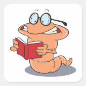 Nerdy Bookworm leest een boek Vierkante Sticker (Voorkant)