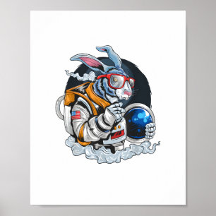 Nerdy Bunny Astronaut in de ruimte, ontdekkingsrei Poster
