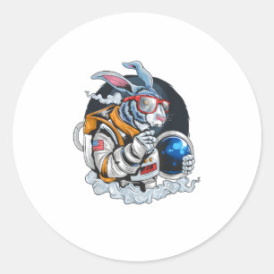 Nerdy Bunny Astronaut in de ruimte, ontdekkingsrei Ronde Sticker