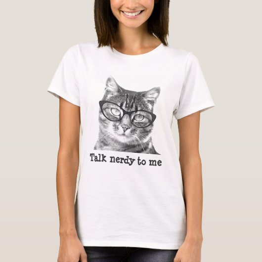 Nerdy cat t shirten for women t-shirt (Voorkant)