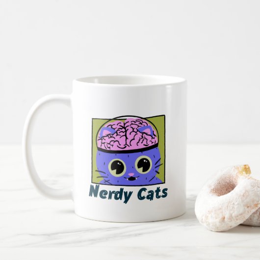 Nerdy Cats, Brain Design Coffee-Mok Koffiemok (Met donut)