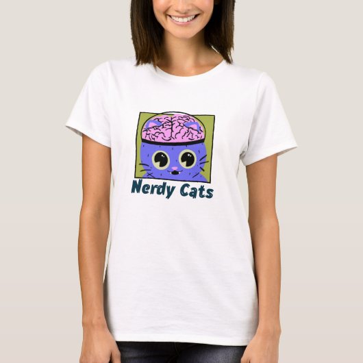 Nerdy Cats, Brain Design T-Shirt (Voorkant)
