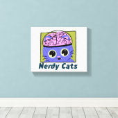 Nerdy Cats, ontwerp van het brein Canvas Afdruk (Insitu (Houten vloer))