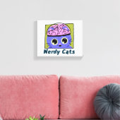Nerdy Cats, ontwerp van het brein Canvas Afdruk (Insitu (Woonkamer))