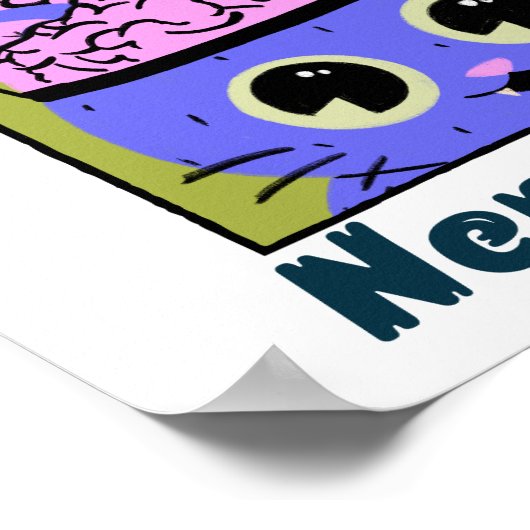Nerdy Cats, ontwerp van het brein Poster (Hoek)