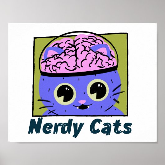 Nerdy Cats, ontwerp van het brein Poster (Voorkant)