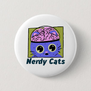 Nerdy Cats, ontwerp van het brein Ronde Button 5,7 Cm