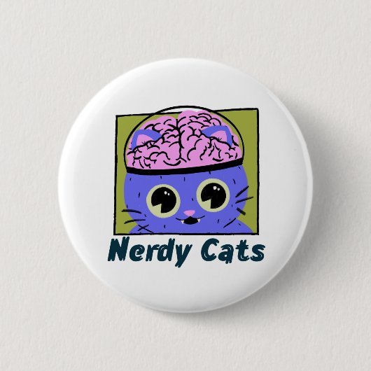 Nerdy Cats, ontwerp van het brein Ronde Button 5,7 Cm (Voorkant)