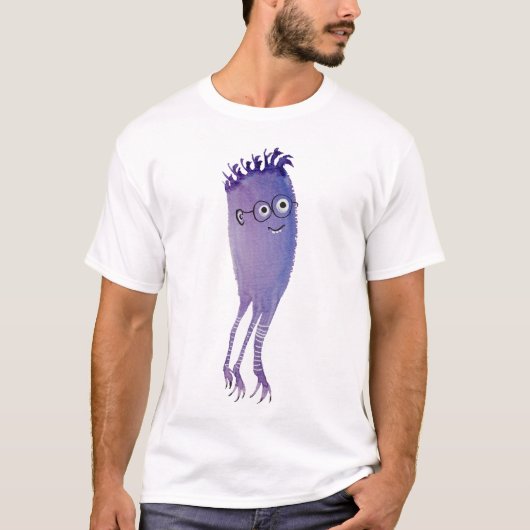 Nerdy Character Funny Cute Geek Paars T-shirt (Voorkant)
