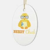Nerdy Chick Keramisch Ornament (Links)