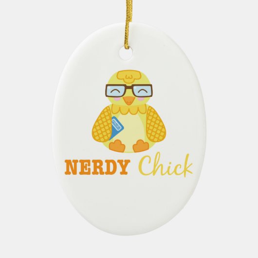 Nerdy Chick Keramisch Ornament (Voorkant)