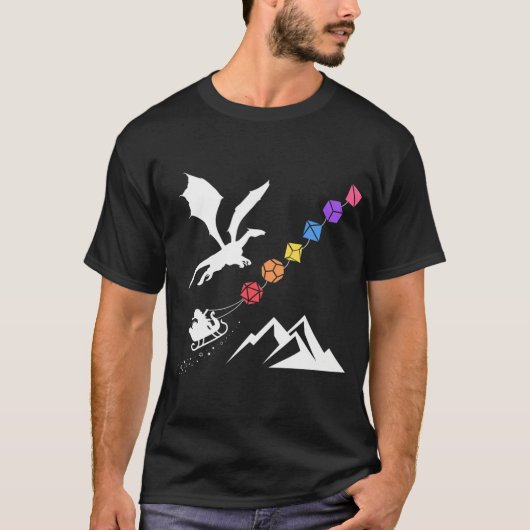 Nerdy Christmas Rainbow Polyhedral Dice Set T-shirt (Voorkant)