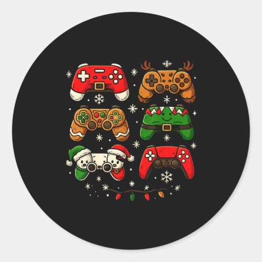 Nerdy Christmas Shirt For Boys Men, Xmas Gaming Co Ronde Sticker (Voorkant)