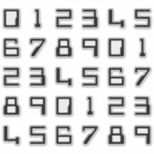 Nerdy computerstijl cijfers / cijfers / cijfers sticker (Voorkant)