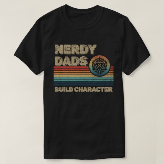 Nerdy Dads bouwen karakter grappig RPG Gamer Dad T-shirt (Design voorkant)