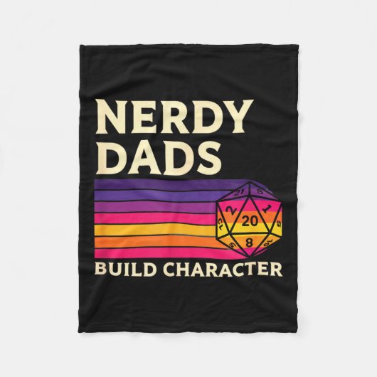 Nerdy Dads Build Character, Retro Tabletop Rpg Fat Fleece Deken (Voorkant)