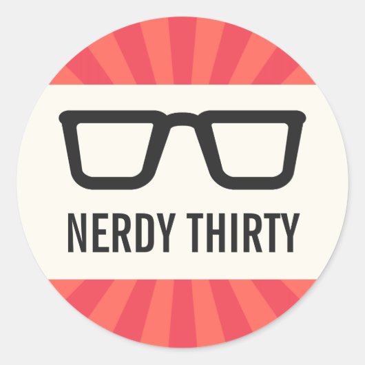 Nerdy dertig verjaardagsfeestje met geeky bril ronde sticker (Voorkant)