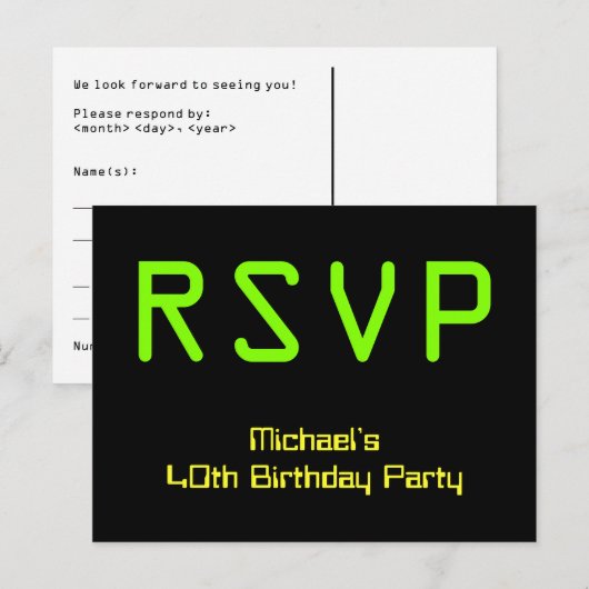 Nerdy, digitale stijl & Techie "RSVP"-Briefkaart Briefkaart (Voorkant / Achterkant)