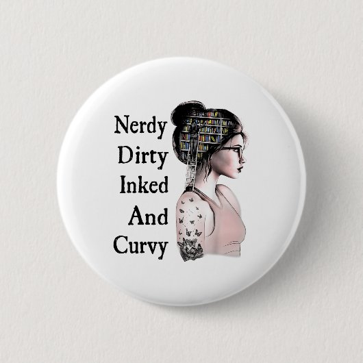 Nerdy Dirty Inked &versterker; Curvy Reading Lover Ronde Button 5,7 Cm (Voorkant)