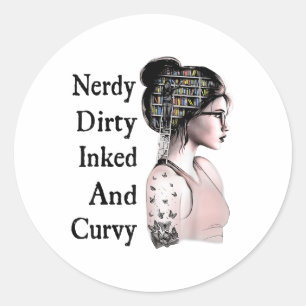 Nerdy Dirty Inked &versterker; Curvy Reading Lover Ronde Sticker