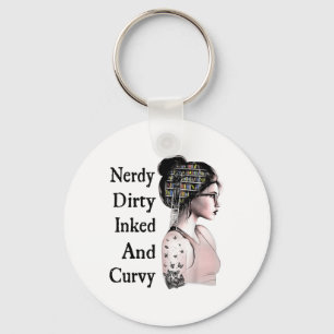 Nerdy Dirty Inked &versterker; Curvy Reading Lover Sleutelhanger