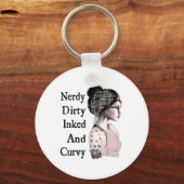 Nerdy Dirty Inked &versterker; Curvy Reading Lover Sleutelhanger (Voorkant)