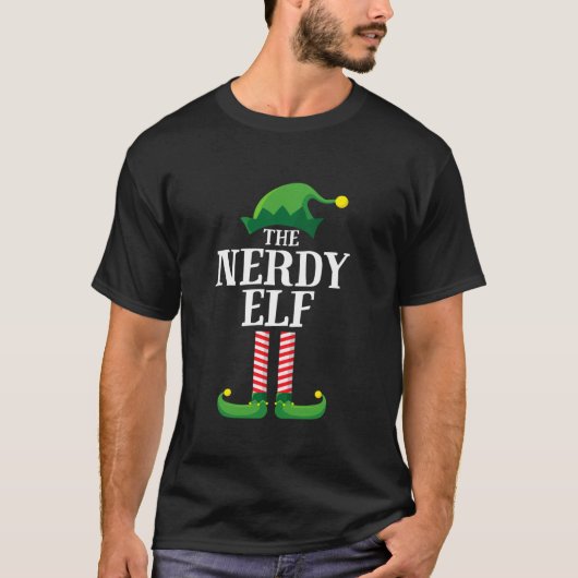 Nerdy Elf Matching Familie Groep Kerstfeest T-shirt (Voorkant)