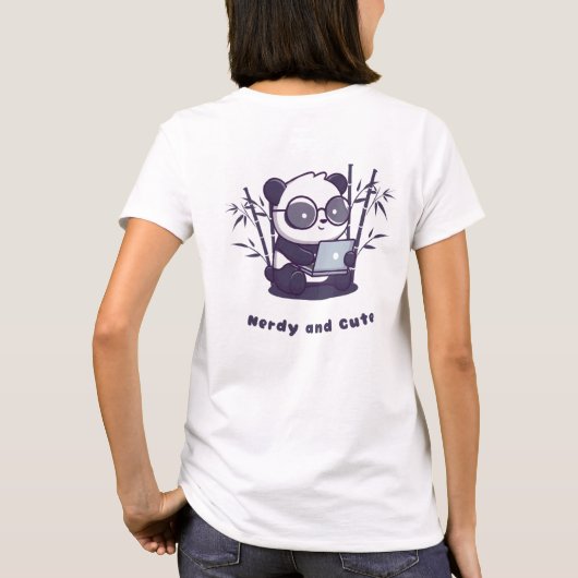 Nerdy en Schattige Panda Beer T-shirt (Achterkant)