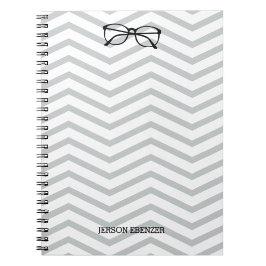 Nerdy Eyeglass Reading Chevron Masculine Notitieboek (Voorkant)