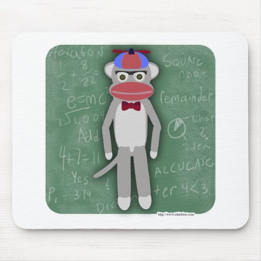 Nerdy Fifties Cool Fun Sock Monkey Cartoon Art Muismat (Voorkant)