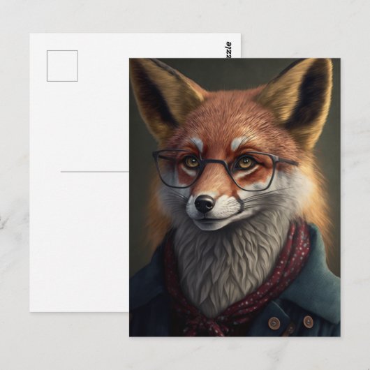 Nerdy fox briefkaart (Voorkant / Achterkant)