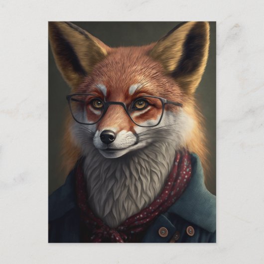 Nerdy fox briefkaart (Voorkant)