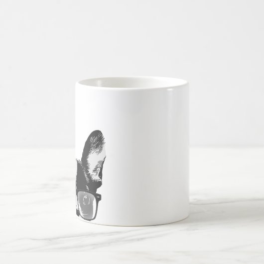 Nerdy French Bulldog Hipster Dog Koffiemok (Center)