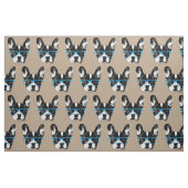 Nerdy French Bulldog Hipster Dog Pattern Beige Stof (Fat Quarter)