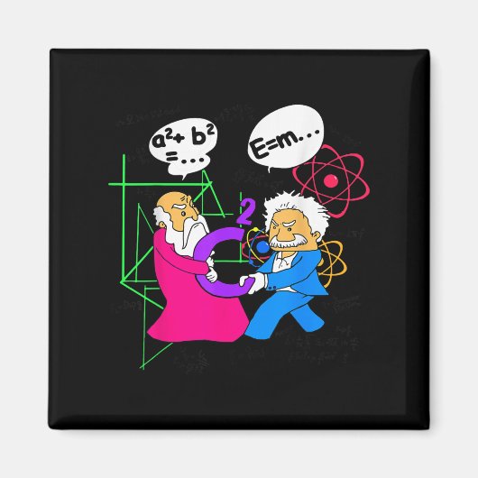 Nerdy Funny Pythagoras vecht om de C-Mat Magneet (Voorkant)