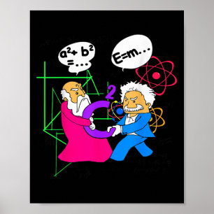 Nerdy Funny Pythagoras vecht om de C-Mat Poster