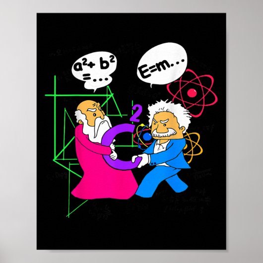 Nerdy Funny Pythagoras vecht om de C-Mat Poster (Voorkant)