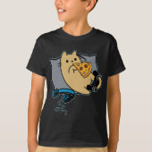 Nerdy Gamer Cat Eating Pizza Game Loading T-shirt (Voorkant)