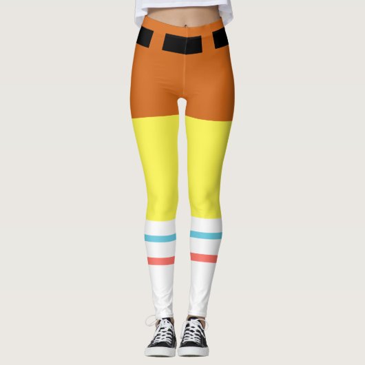 Nerdy gele en bruine broek leggings (Voorkant)