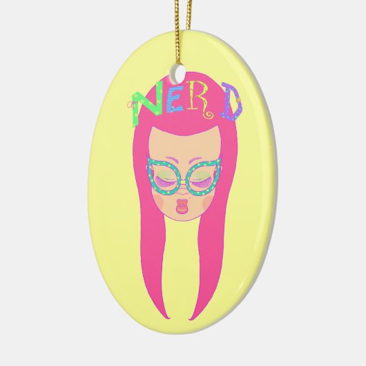 Nerdy Girl Keramisch Ornament (Links)
