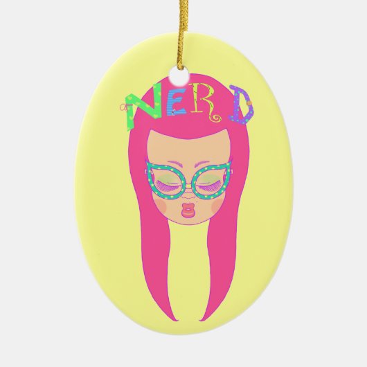 Nerdy Girl Keramisch Ornament (Voorkant)