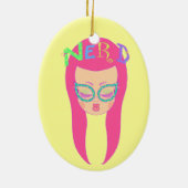 Nerdy Girl Keramisch Ornament (Achterkant)