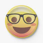Nerdy Glasses Happy Emoji Paper Party Bord (Voorkant)