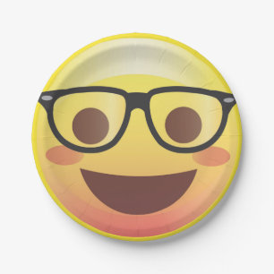 Nerdy Glasses Happy Emoji Paper Party Bord