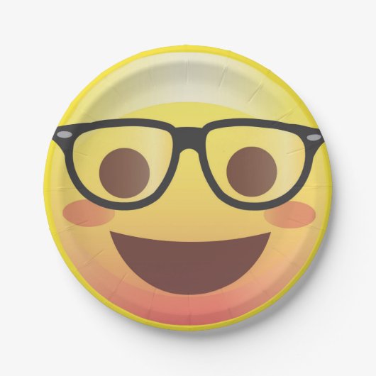 Nerdy Glasses Happy Emoji Paper Party Bord (Voorkant)