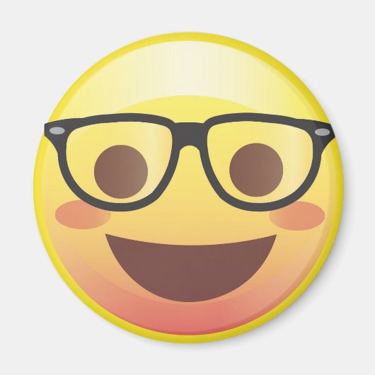 Nerdy glazen Happy Emoji Magnet (Voorkant)