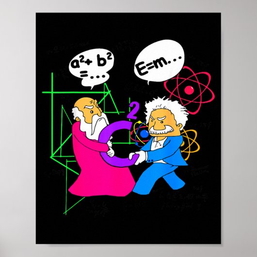 Nerdy Grappige Pythagoras die vecht om C kwadraat Poster (Voorkant)