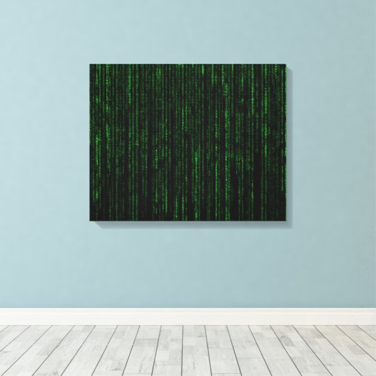 Nerdy Green Computer Code Canvas Afdruk (Insitu (Houten vloer))